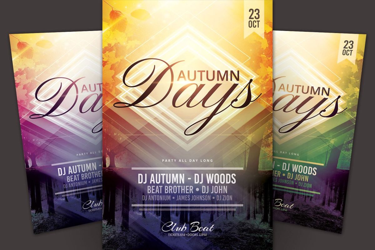 秋季风格海报模板 Autumn Days Flyer