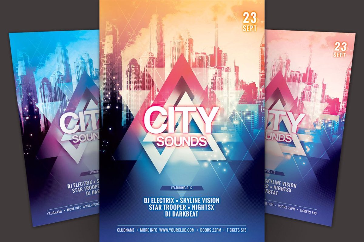 城市音乐海报模板 City Sounds Flyer Template