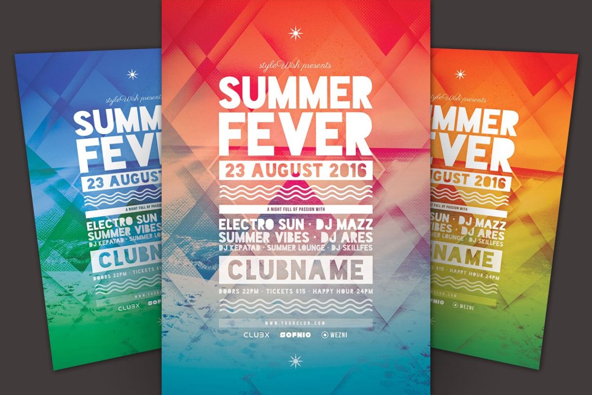 夏日海滩主题活动传单模板 Summer Fever Flyer Template