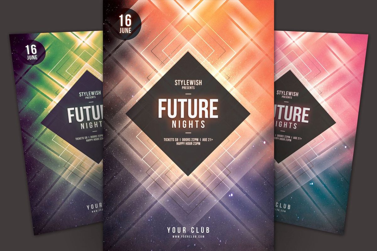 未来之夜传单模板 Future Nights Flyer Template