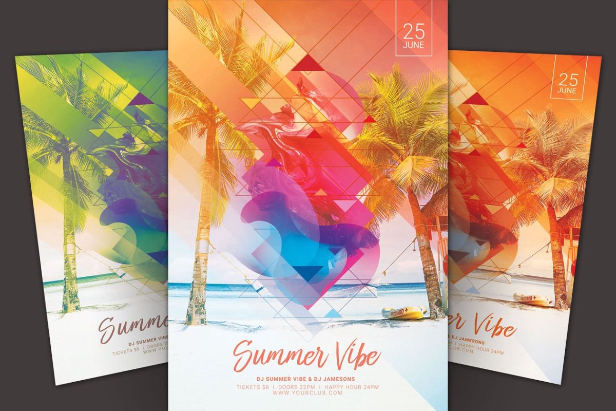 夏天氛围海报模板 Summer Vibe Flyer Template