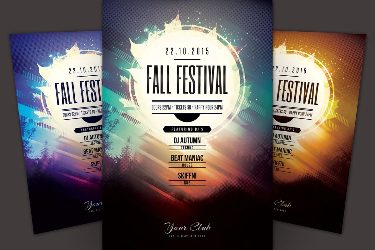 秋季节日传单模板 Fall Festival Flyer Template