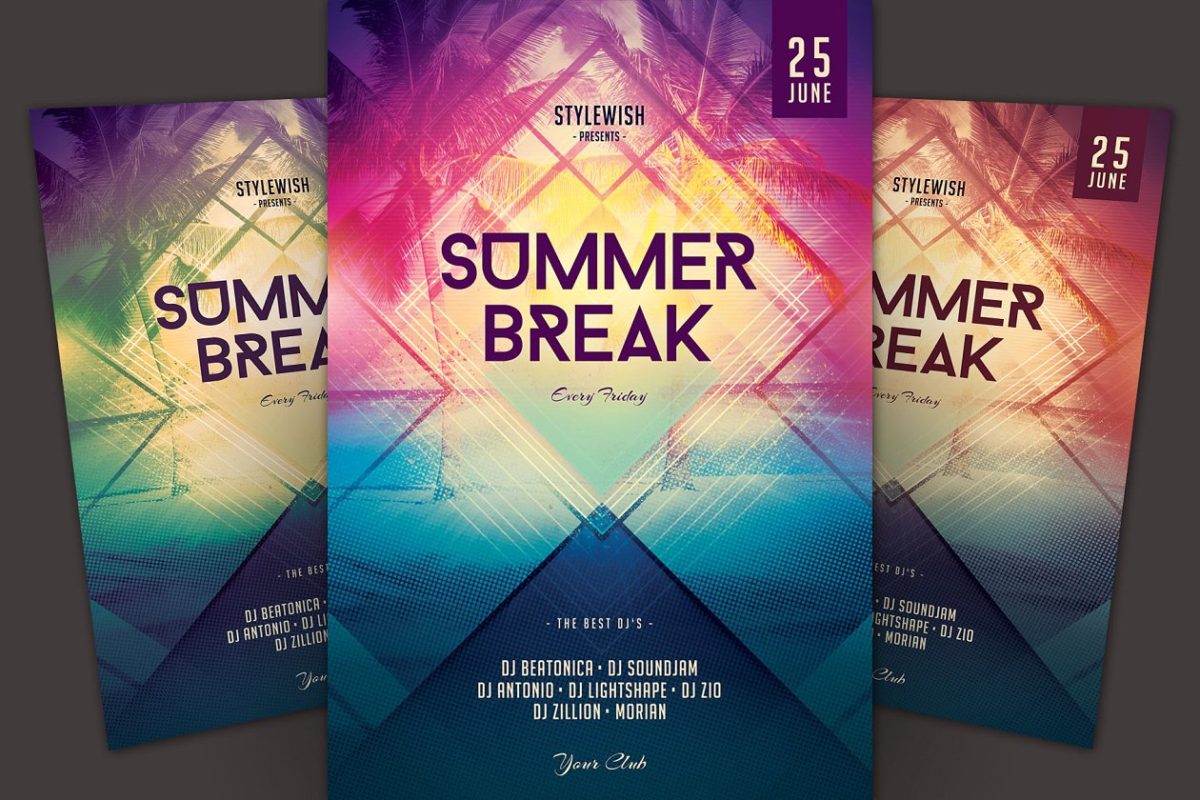 暑假传单海报模板 Summer Break Flyer Template