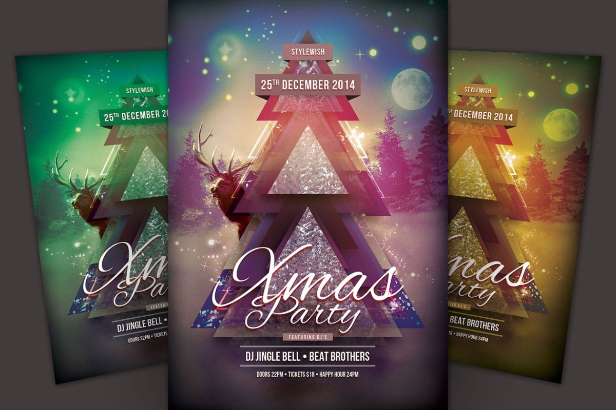 圣诞节活动主题海报模版 Xmas Party Flyer Template