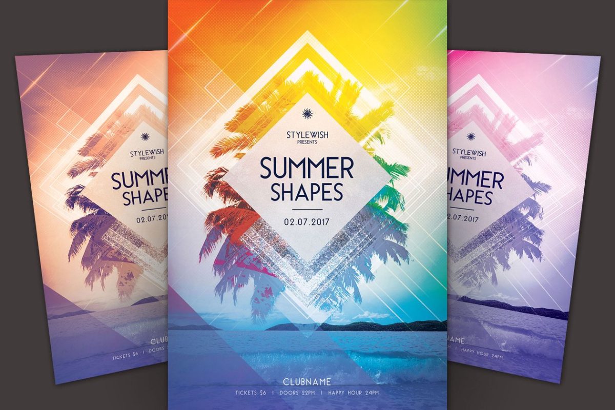 夏季活动海报传单模板 Summer Shapes Flyer Template