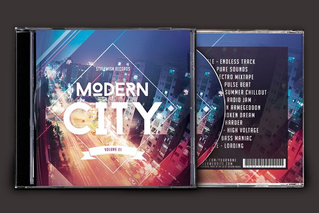 现代酷炫CD封面模板 Modern City CD Cover Artwork