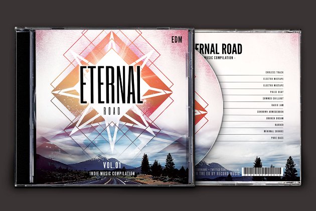 音乐CD封面设计模板 Eternal Road CD Cover