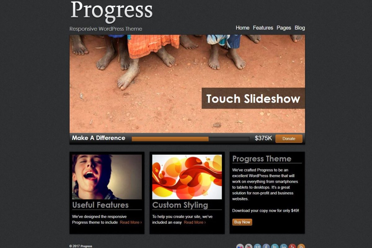 深色的WordPress主题模板 Progress – Nonprofit WordPress Theme