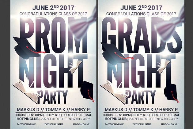 促销海报设计模板 Prom-Graduation Night Party Flyer