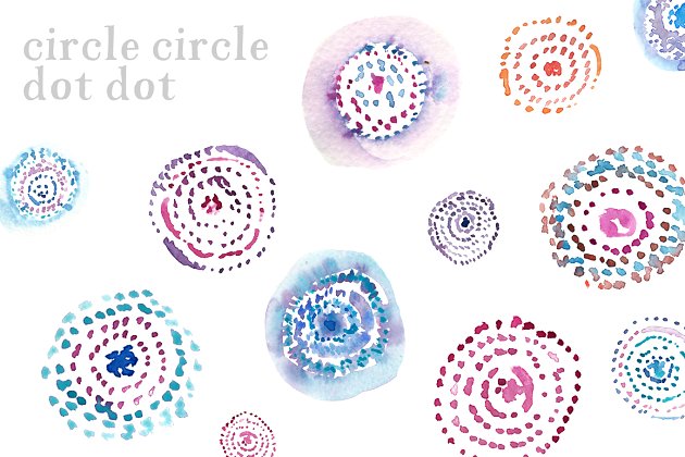 水彩圆和点剪贴画 Watercolor Circles and Dots Clip Art