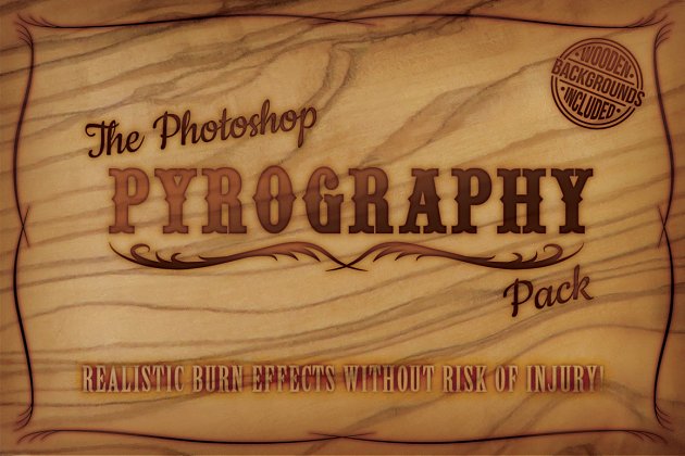 复古字体效果 The Photoshop Pyrography Pack