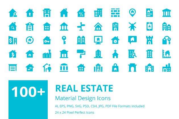 100+房地产材料图标 100+ Real Estate Material Icons