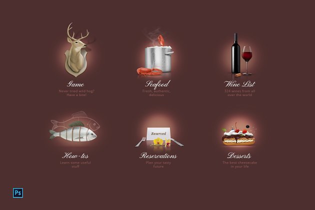 餐厅食物图标素材 Restaurant Food Icons
