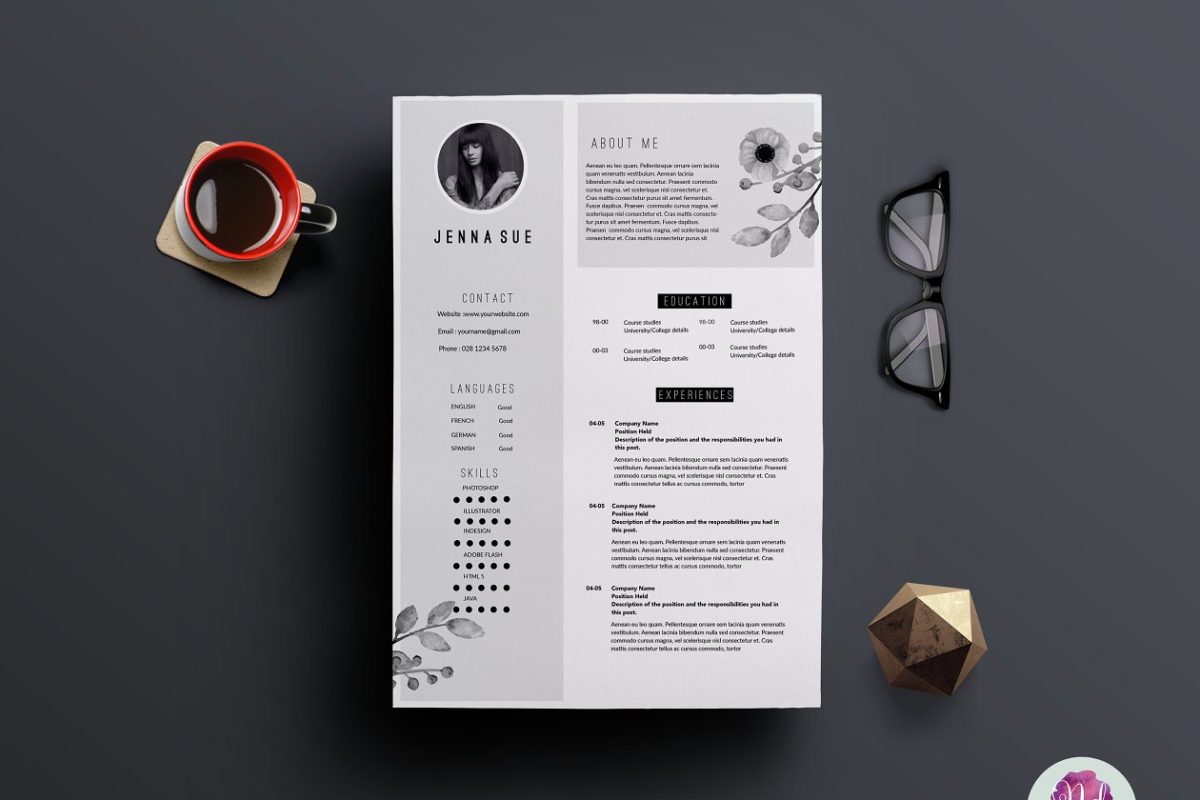 现代简历模板 Modern 2 page resume template