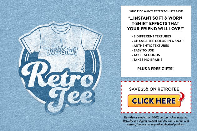 复古T恤模板包 RetroTee-Worn Tee Effect Pack