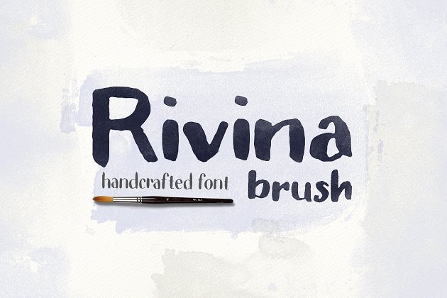 手绘笔刷字体+30个水彩背景纹理素材 Rivina Brush +30 Watercolor Textures