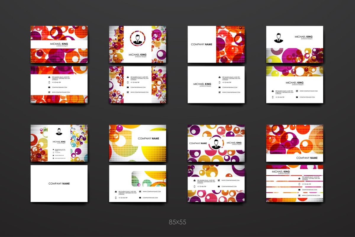 多彩的多边形商业卡片名片 Colourful Business Card Templates