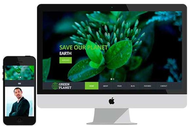 绿色植物Bootstrap模板 Green Planet – Social Bootstrap HTML