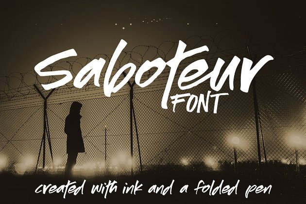 大气流畅的墨水手绘字体 Saboteur: a smoothed ink pen font