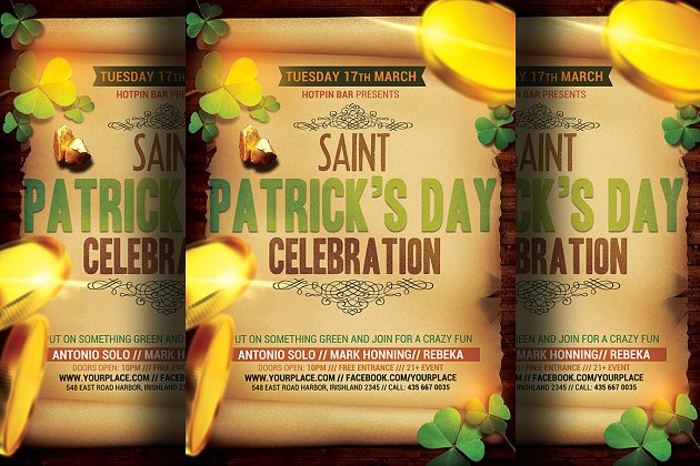 圣帕特里克派对海报制作模板 Saint Patrick’s Party Flyer