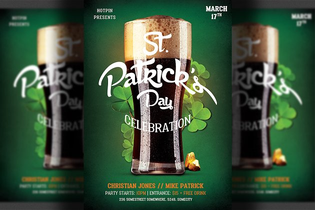 啤酒节海报 Saint Patricks Day Flyer Template