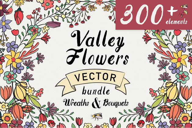 山谷矢量花卉套装 Valley Vector Floral Bundle