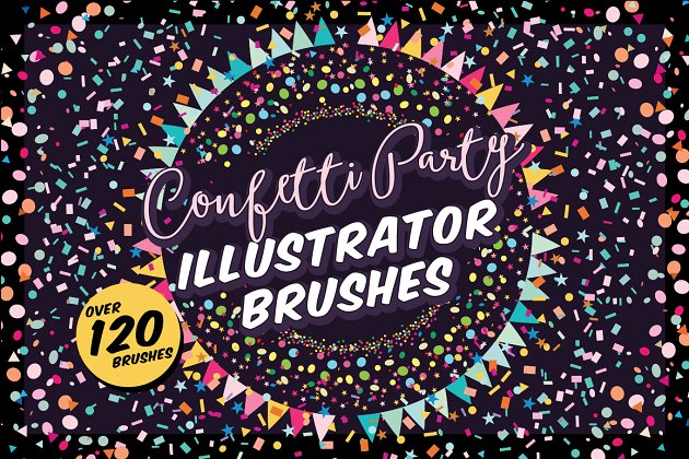 彩绘派对笔刷 Confetti Party Illustrator Brushes