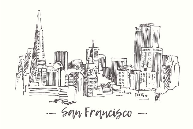 旧金山的风景插画素材 Views of San Francisco