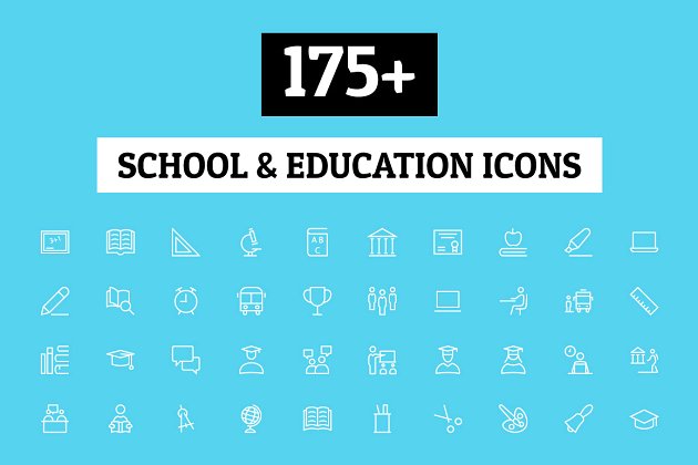 学校教育矢量图标 175+ School and Education Icons