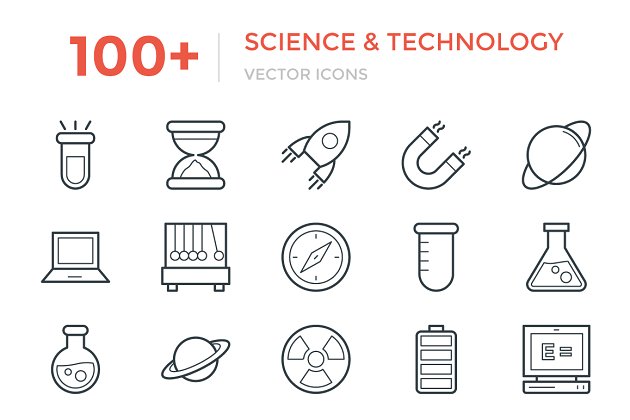 100+科技图标下载 100+ Science and Technology Icons