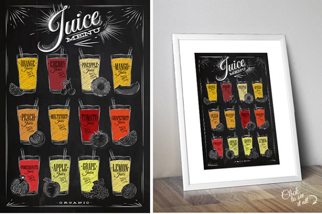 果汁创意图层素材 Set Juice Posters