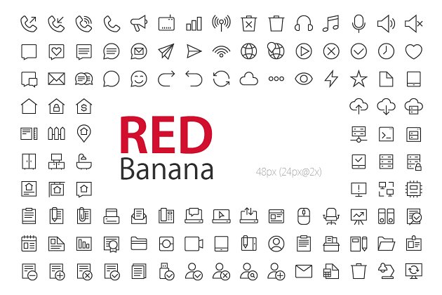 ui通用图标 3800+ RED Banana Icons
