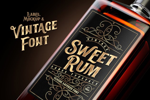复古字体设计集 Sweet Rum design set