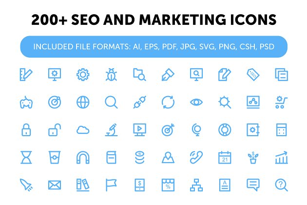 200+搜索引擎优化和营销图标下载 200+ SEO and Marketing Icons