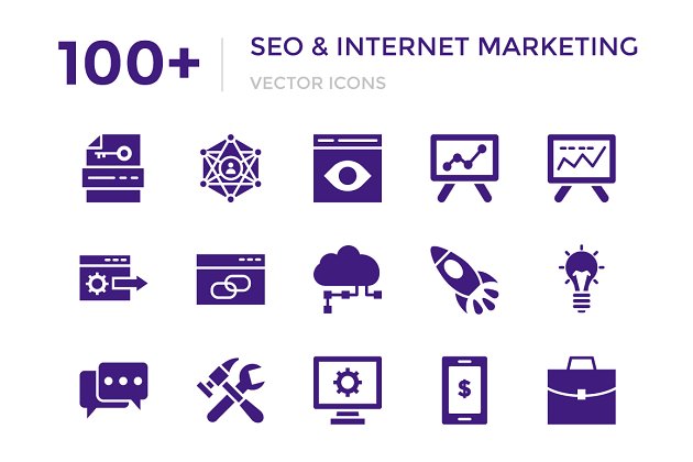 100+搜索引擎优化和互联网营销图标 100+ SEO and Internet Marketing Icon