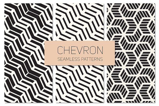 好用百搭的几何背景纹理素材 Chevron Seamless Patterns Set 3
