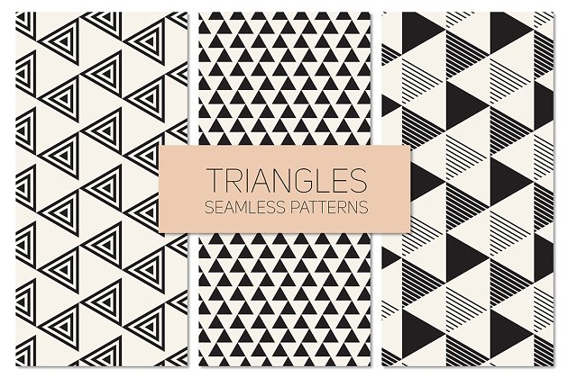 三角形几何背景纹理 Triangles. Seamless Patterns Set 9