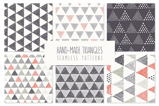 三角形图案背景纹理 Triangles. Seamless Patterns. Set 4