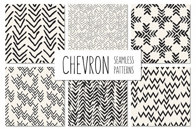 手绘无缝背景图案 Chevron. Seamless Patterns Set v.2