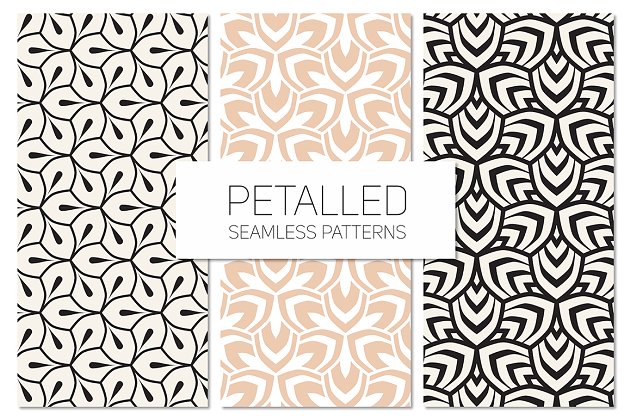 几何无缝图案背景纹理 Petalled Seamless Patterns Set 1