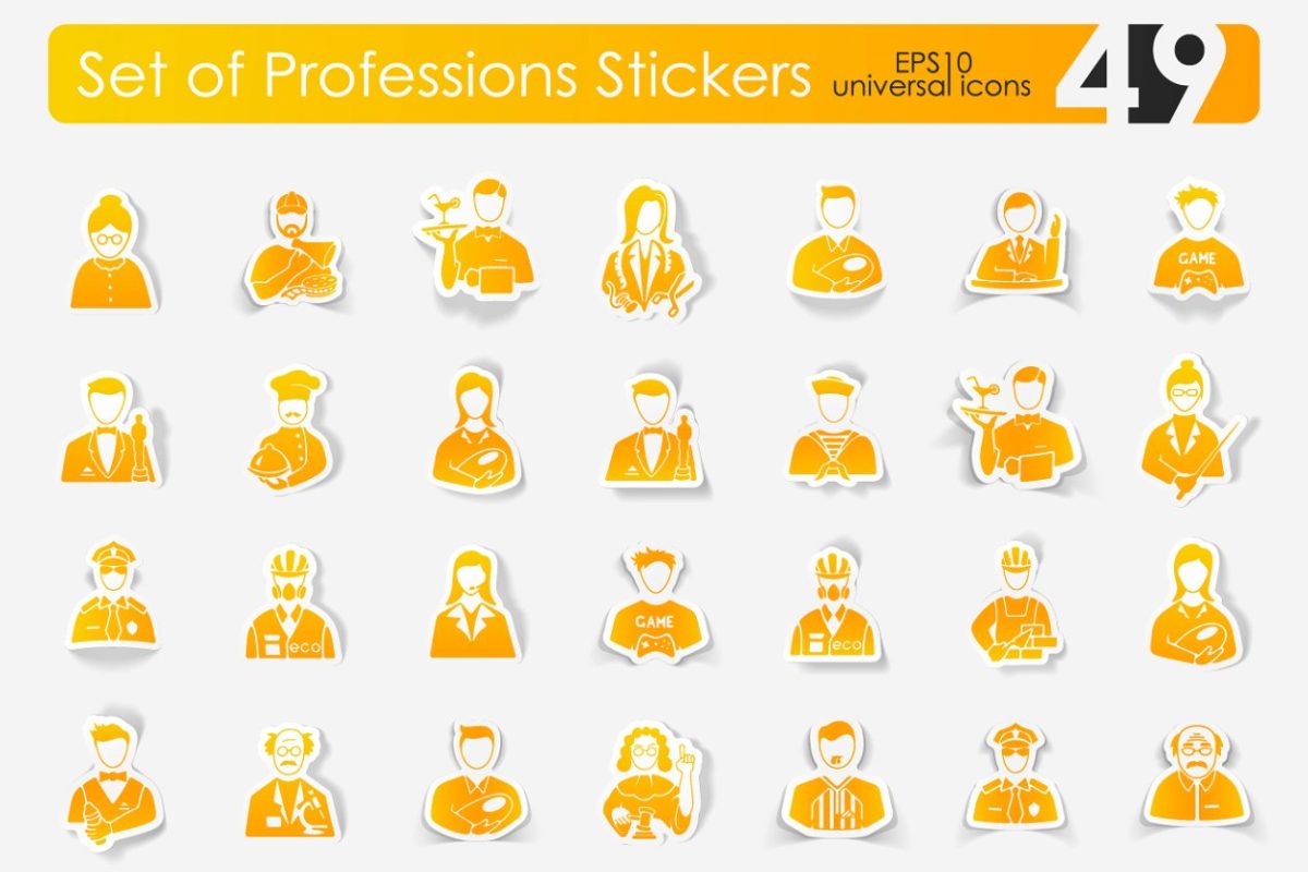 职业矢量图标 49 professions stickers