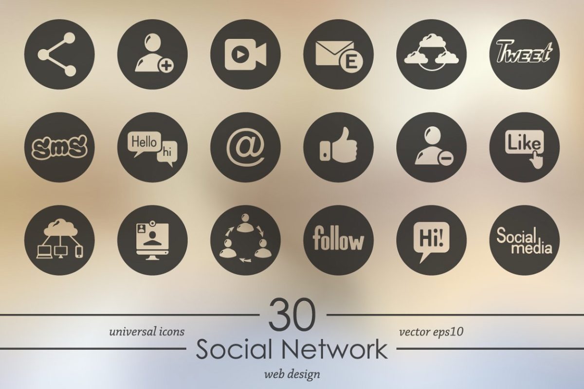 社交矢量图标素材 Set of social network icons