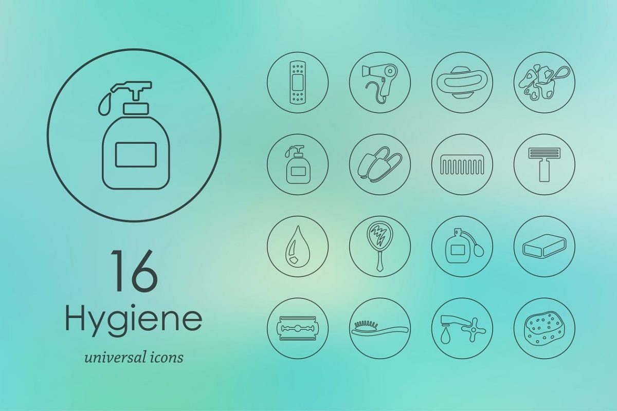 个人护理用品图标素材 16 hygiene  icons