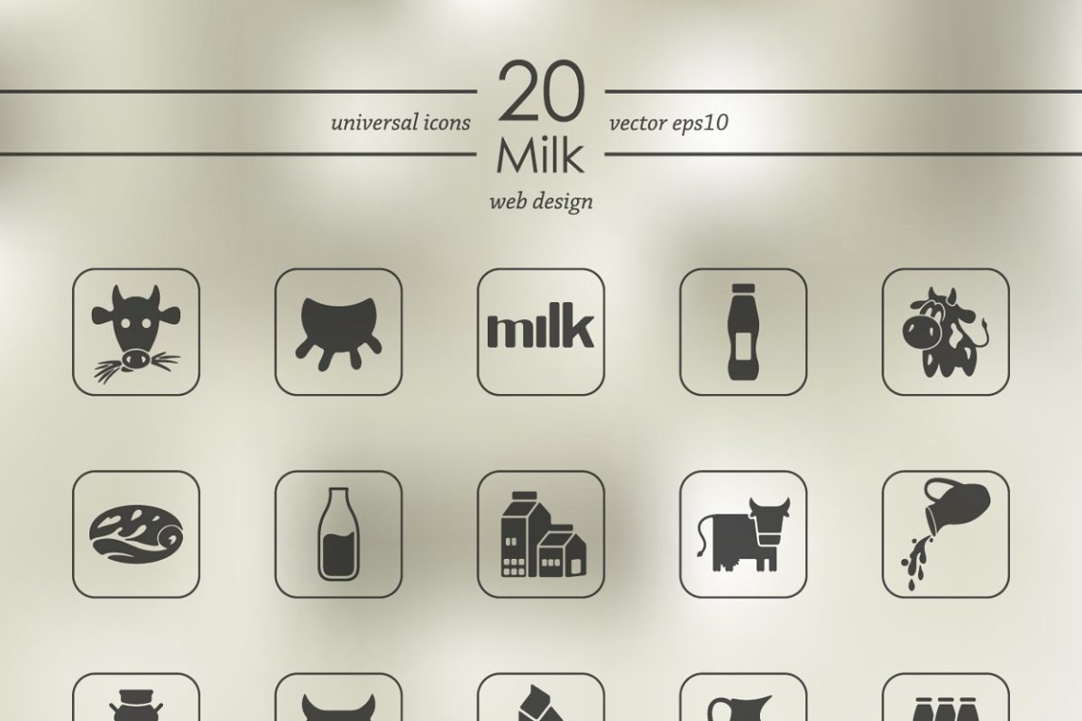 牛奶图标素材 Set of milk icons