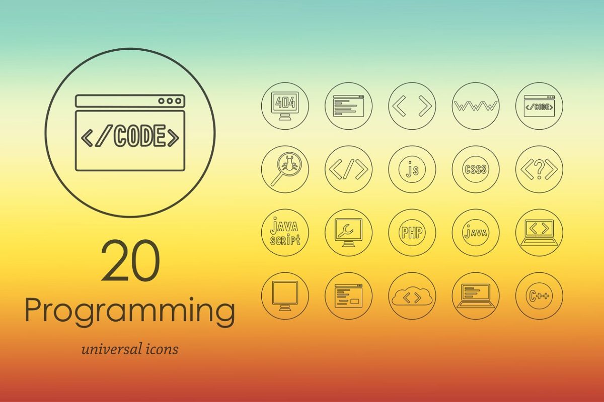 编程图标素材 20 programming line icons