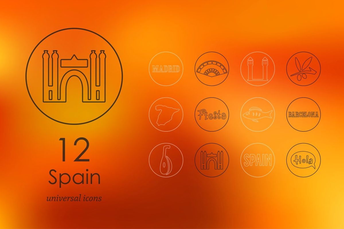 西班牙元素图标素材 12 Spain line icons