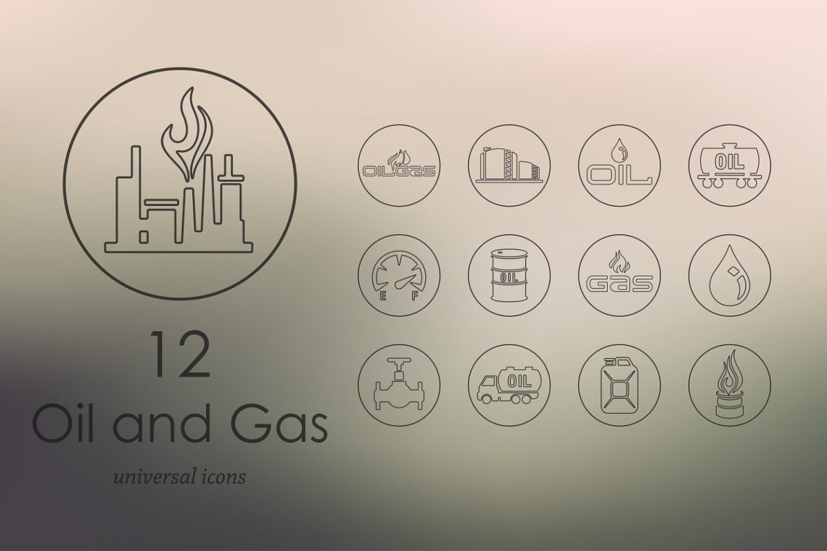 石油图标素材 12 oil and gas line icons