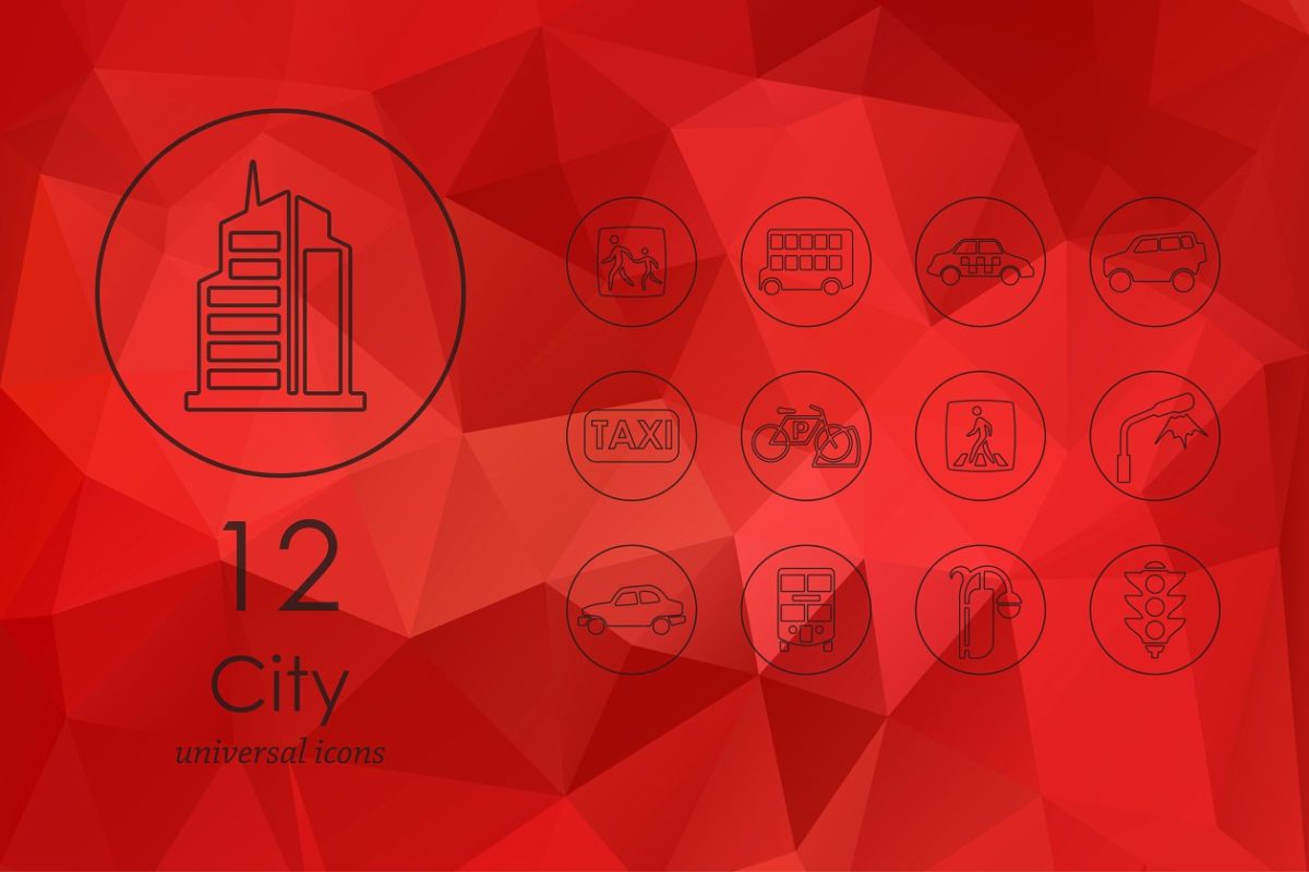 城市线型图标 12 city line icons