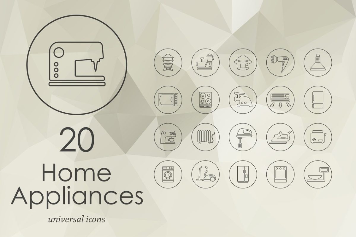 20个家用电器系列图标 20 household appliances line icons
