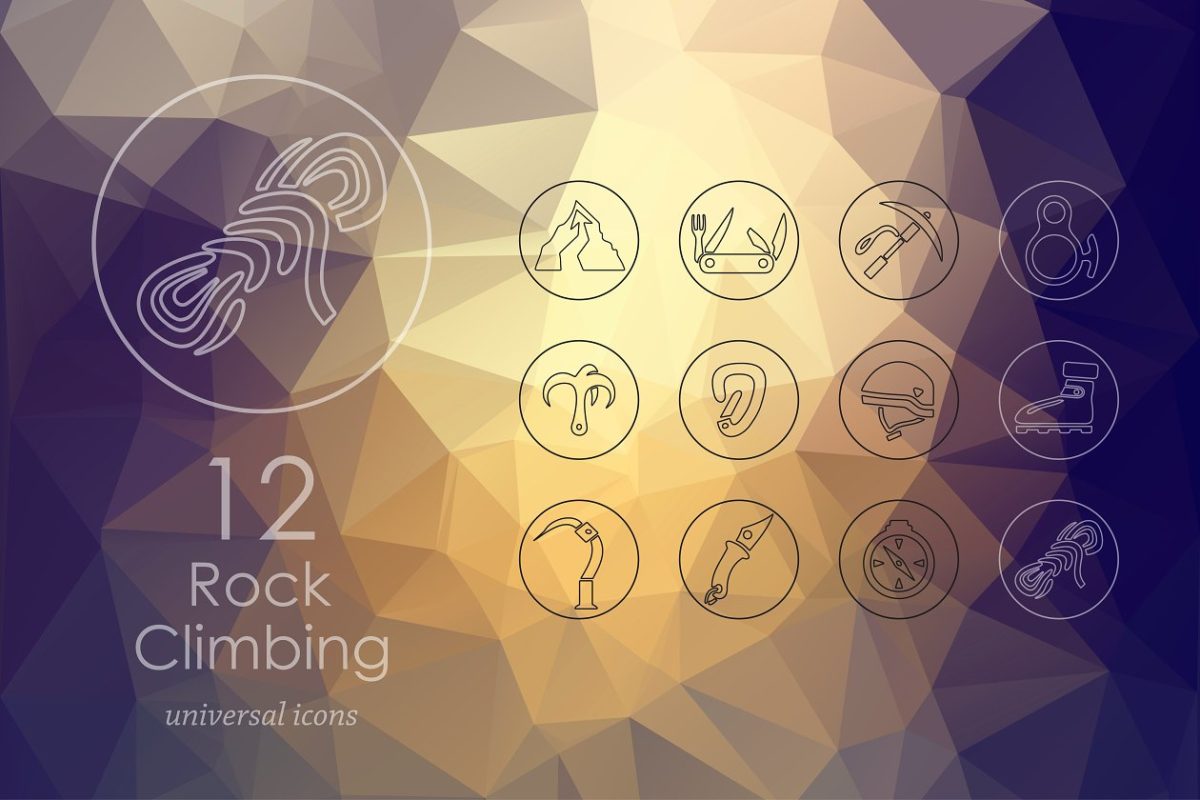 攀岩工具图标素材 12 rock climbing icons